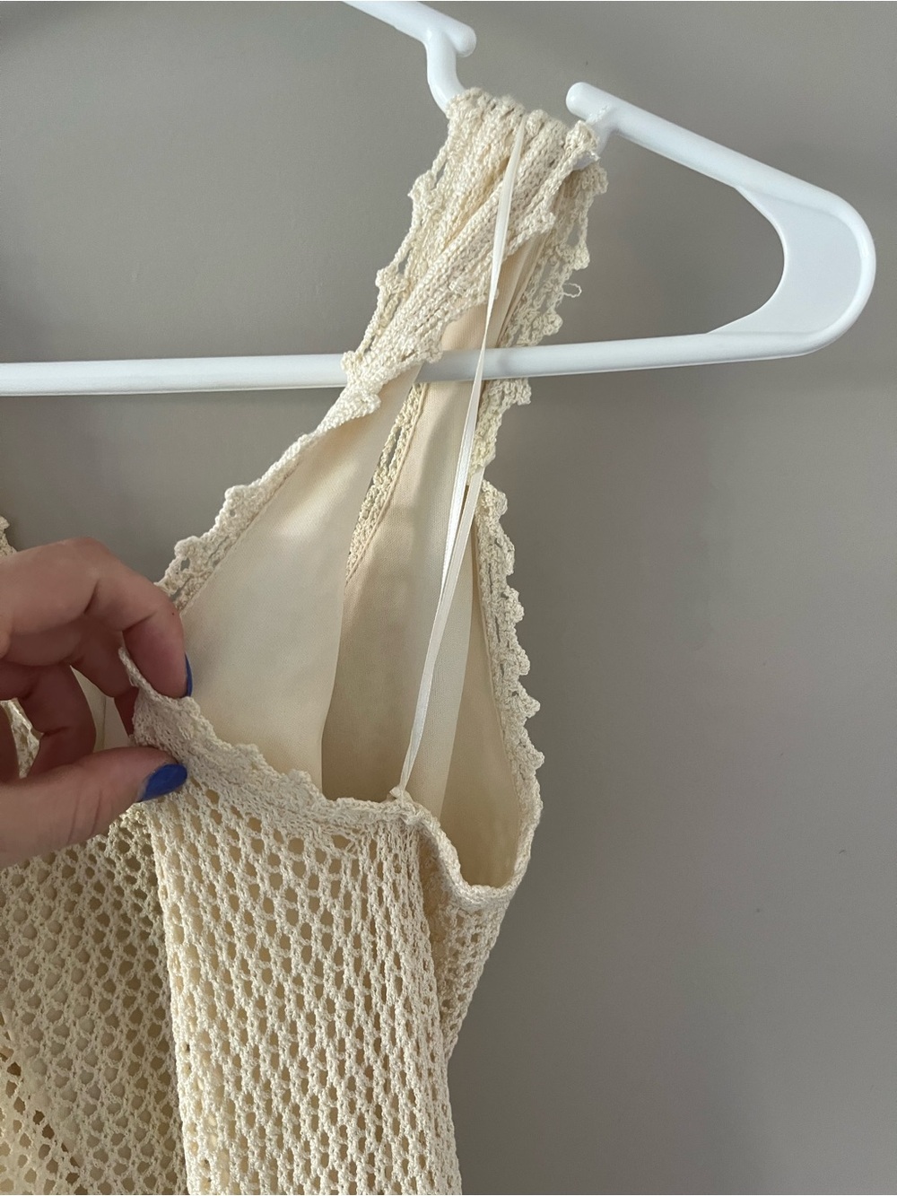 Francesca's Collections Cream Crochet Maxi Dress - Picture 4 of 7